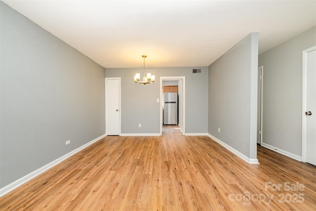 4609 Coronado Dr Unit N, Charlotte, NC 28212 - spare room with a chandelier, light wood finished floors, and baseboards