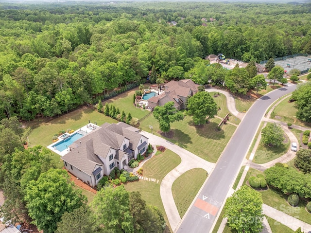 aerial view with a forest view