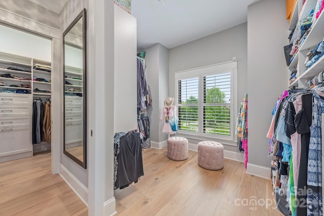 walk in closet featuring light wood-type flooring