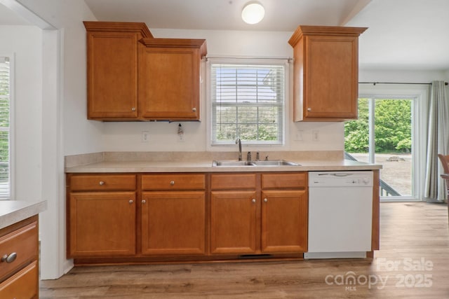 260 Treebark Rd, Statesville, NC 28625 - kitchen with dishwasher, a sink, light wood finished floors, and light countertops