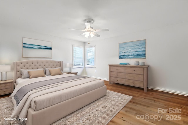 260 Treebark Rd, Statesville, NC 28625 - bedroom featuring wood finished floors, baseboards, and ceiling fan