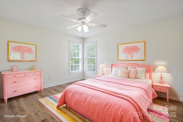 260 Treebark Rd, Statesville, NC 28625 - bedroom featuring light wood-type flooring, baseboards, and a ceiling fan