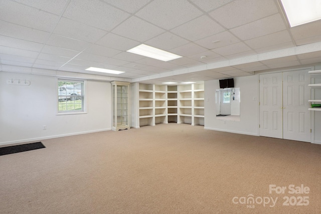 260 Treebark Rd, Statesville, NC 28625 - basement with carpet flooring, baseboards, and a paneled ceiling