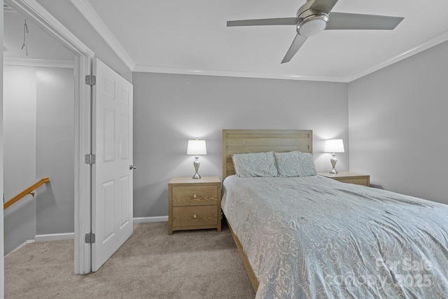 3736 Melrose Cottage Dr, Matthews, NC 28105 - bedroom with carpet floors, a ceiling fan, baseboards, and crown molding