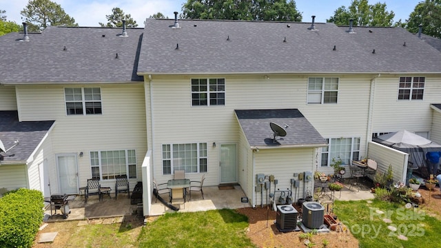 3736 Melrose Cottage Dr, Matthews, NC 28105 - rear view of house featuring a patio, central AC unit, and a shingled roof