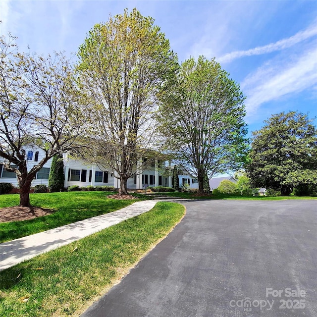 view of front of property with a front lawn