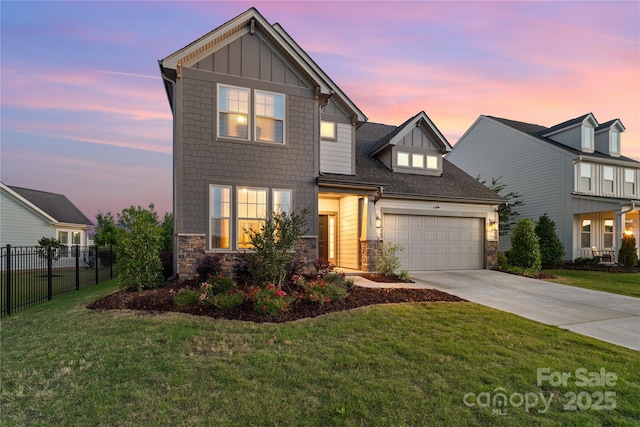 1287 Fishing Creek Rd, Lake Wylie, SC 29710 - craftsman inspired home featuring stone siding, driveway, a garage, and board and batten siding