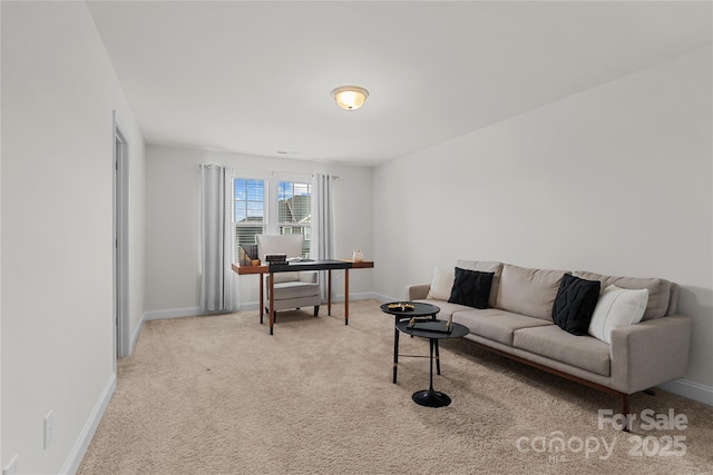 1287 Fishing Creek Rd, Lake Wylie, SC 29710 - living room with an office area, baseboards, and light colored carpet