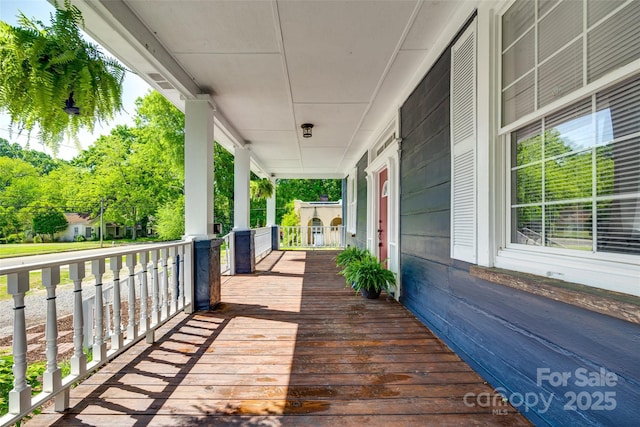 deck with a porch