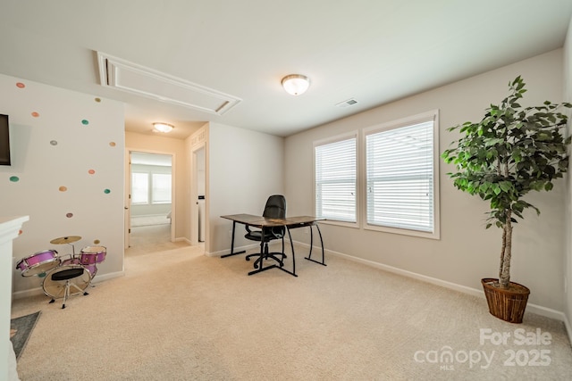 804 Lyndon Station Dr, Pineville, NC 28134 - carpeted office space featuring baseboards, attic access, and visible vents