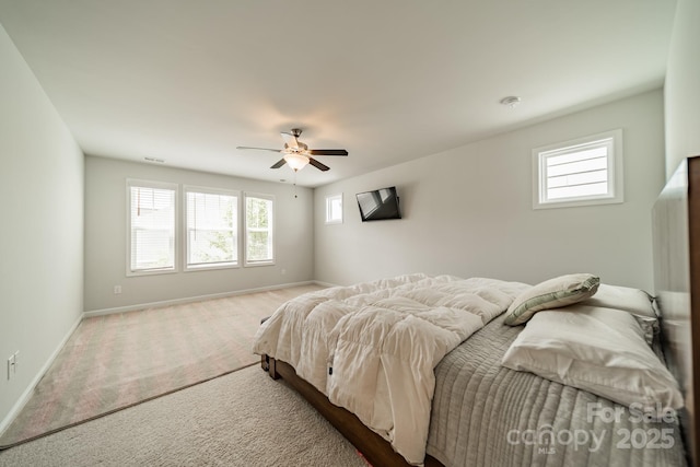 804 Lyndon Station Dr, Pineville, NC 28134 - carpeted bedroom featuring baseboards, ceiling fan, and multiple windows