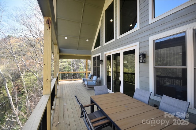 601 Tater Patch Rd, Maggie Valley, NC 28751 - wooden terrace featuring outdoor dining area