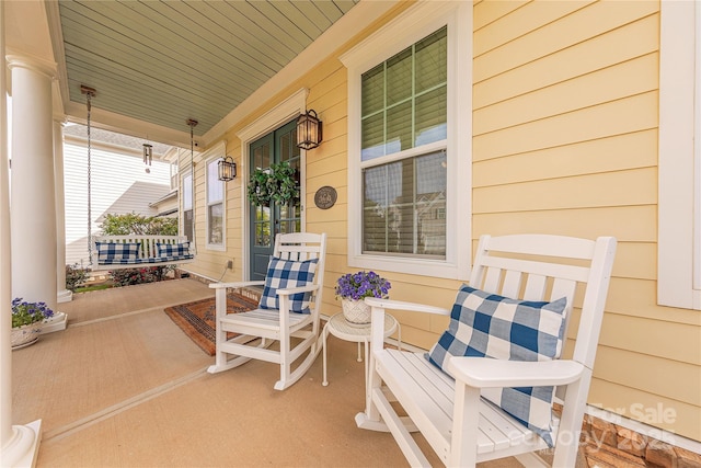 view of patio featuring covered porch