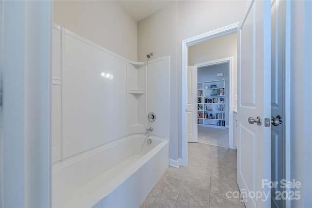 full bathroom with tile patterned flooring and  shower combination