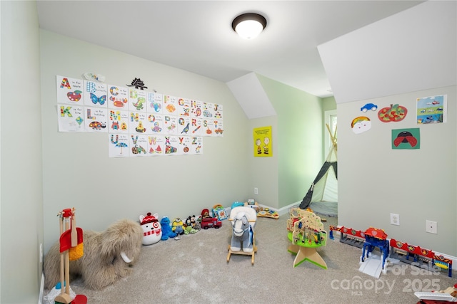 recreation room with carpet