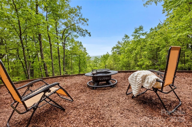 view of yard featuring a fire pit