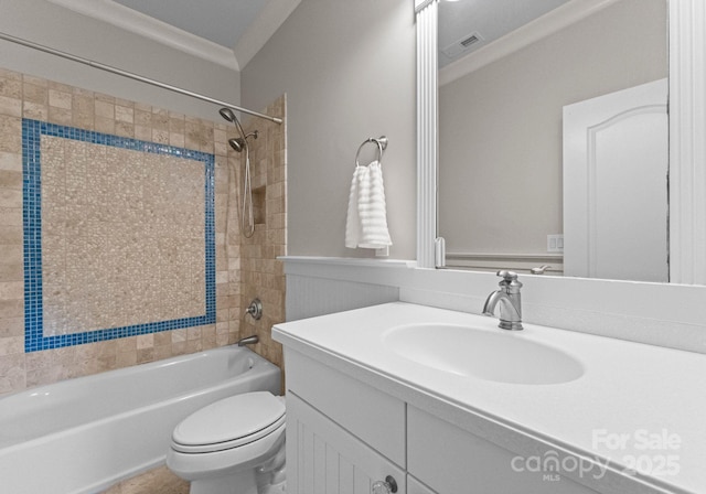 2915 Cutter Ct, Waxhaw, NC 28173 - bathroom featuring bathtub / shower combination, vanity, toilet, and wainscoting