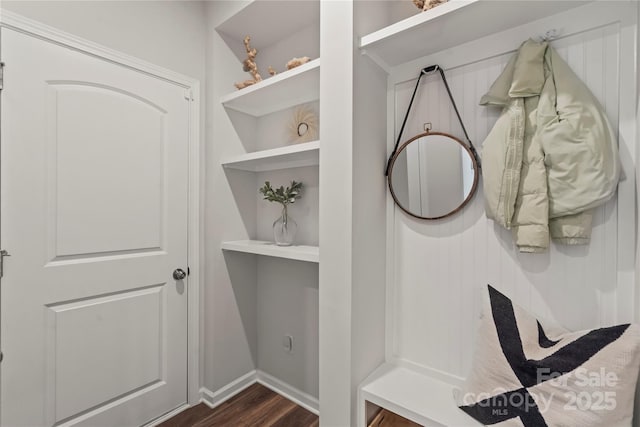 15622 Little Bluestem St, Charlotte, NC 28278 - mudroom with dark wood finished floors and baseboards