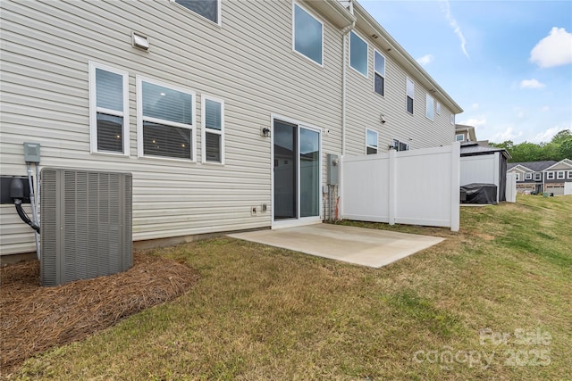 15622 Little Bluestem St, Charlotte, NC 28278 - back of house with central AC, a patio area, and a yard