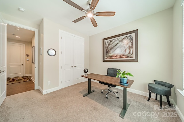 16507 Palisades Commons Dr, Charlotte, NC 28278 - office area with light colored carpet, a ceiling fan, and baseboards