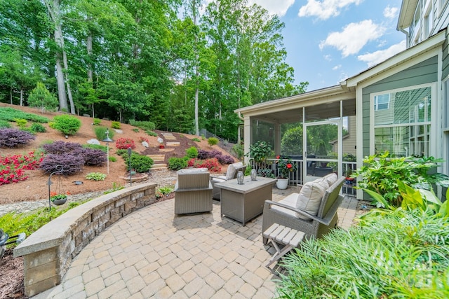 16507 Palisades Commons Dr, Charlotte, NC 28278 - view of patio / terrace with a sunroom and outdoor lounge area