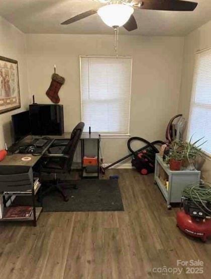 910 Mcgowan Rd, Shelby, NC 28150 - office space with ceiling fan and wood finished floors