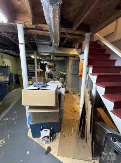 910 Mcgowan Rd, Shelby, NC 28150 - unfinished basement with stairway