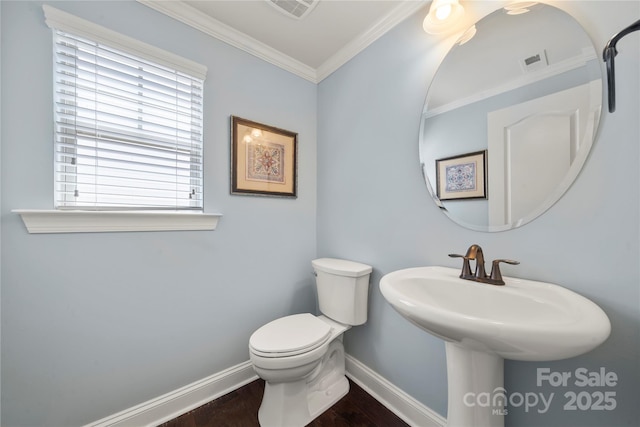 199 Blossom Ridge Dr, Mooresville, NC 28117 - half bathroom with toilet, baseboards, visible vents, and wood finished floors