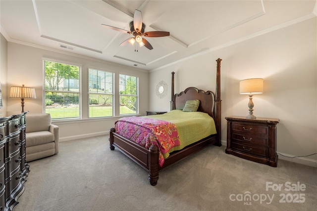 199 Blossom Ridge Dr, Mooresville, NC 28117 - bedroom featuring baseboards, carpet, crown molding, and visible vents