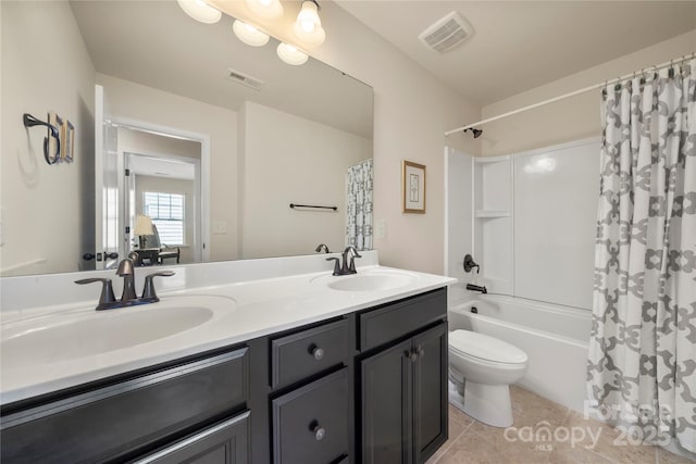 199 Blossom Ridge Dr, Mooresville, NC 28117 - full bathroom with double vanity, tile patterned floors, visible vents, and a sink