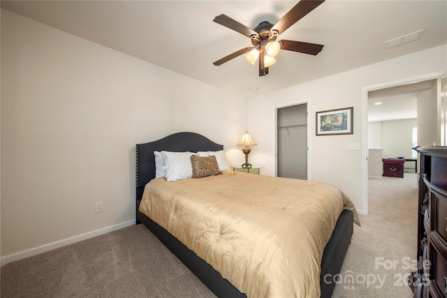 199 Blossom Ridge Dr, Mooresville, NC 28117 - bedroom with baseboards, light carpet, and a ceiling fan