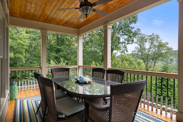 206 Stone Valley Way Unit 23, Hendersonville, NC 28792 - wooden deck with a ceiling fan and outdoor dining space