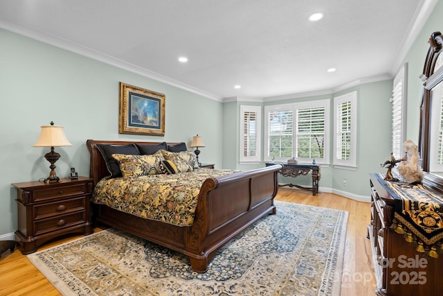 206 Stone Valley Way Unit 23, Hendersonville, NC 28792 - bedroom featuring ornamental molding, light wood finished floors, baseboards, and recessed lighting