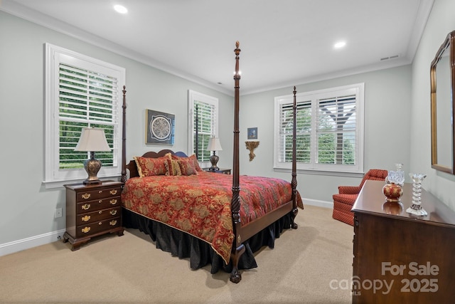 206 Stone Valley Way Unit 23, Hendersonville, NC 28792 - carpeted bedroom featuring baseboards, ornamental molding, and recessed lighting