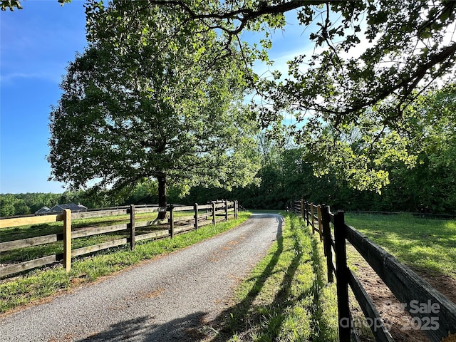 view of street featuring a rural view