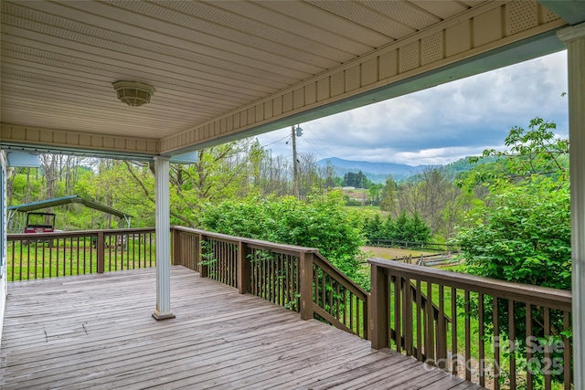 deck with a mountain view