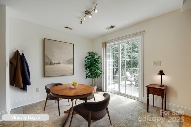 1835 Montague Rd, Clover, SC 29710 - dining area featuring baseboards and rail lighting