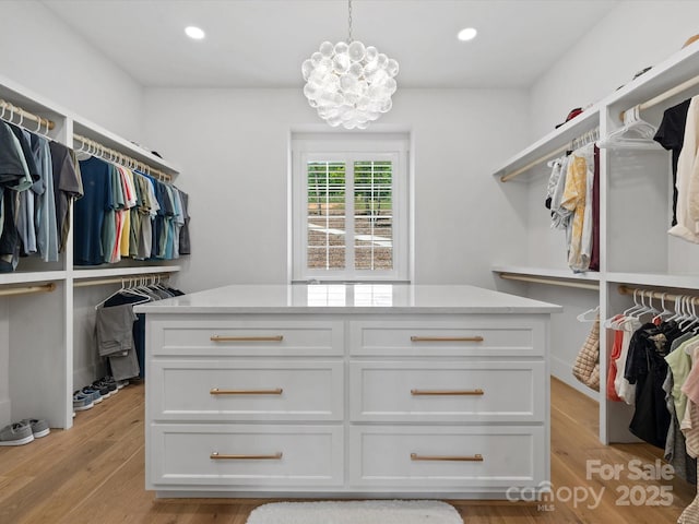 8044 Edgewater Dr Unit 100, Norwood, NC 28128 - spacious closet featuring light wood-style flooring and a chandelier