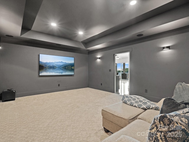 8044 Edgewater Dr Unit 100, Norwood, NC 28128 - cinema featuring carpet, a tray ceiling, and recessed lighting