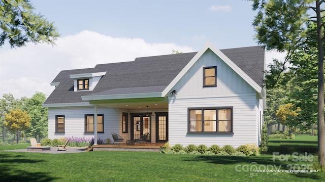1905-A Bechtler Rd, Edgemoor, SC 29712 - rear view of house featuring a lawn, a shingled roof, and board and batten siding