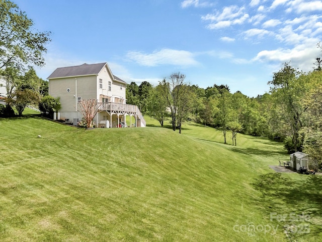 166 Kennedy Rd, Weaverville, NC 28787 - view of green lawn with a deck and stairway