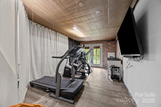 166 Kennedy Rd, Weaverville, NC 28787 - exercise area featuring wood finished floors and french doors