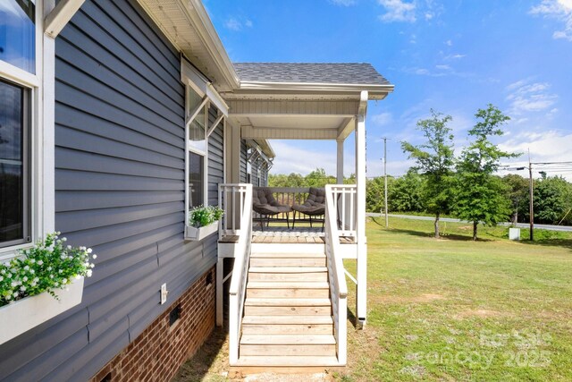 5528 Little Mountain Rd, Gastonia, NC 28056 - wooden deck featuring a yard and stairway