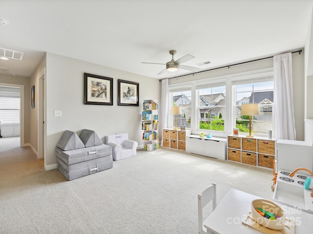 5420 Meadowcroft Way, Fort Mill, SC 29708 - playroom with light carpet, a ceiling fan, and baseboards