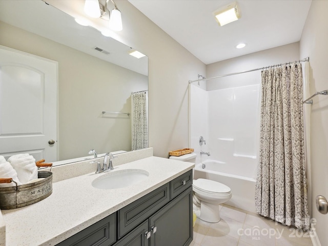 5420 Meadowcroft Way, Fort Mill, SC 29708 - full bathroom featuring tile patterned flooring, toilet, shower / bath combination with curtain, vanity, and recessed lighting