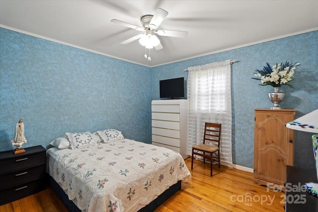 324 Autumn Dr, Harrisburg, NC 28075 - bedroom featuring wood finished floors, a ceiling fan, and crown molding