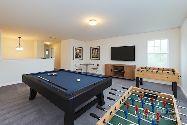 1523 Loropetalum Rd, Charlotte, NC 28215 - recreation room featuring billiards, carpet flooring, baseboards, and visible vents