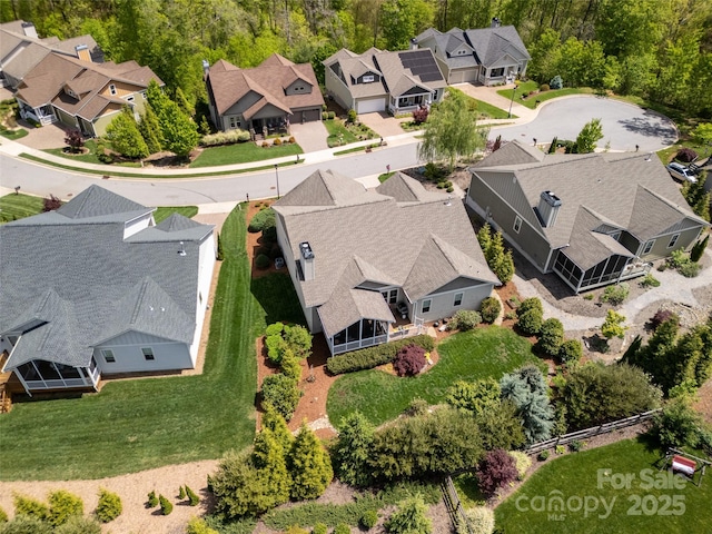 aerial view with a residential view