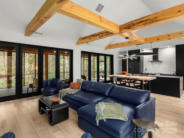 80 Hemlock Cir, Black Mountain, NC 28711 - living room featuring french doors and light wood-type flooring