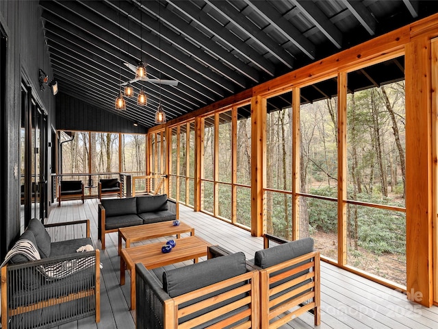 80 Hemlock Cir, Black Mountain, NC 28711 - sunroom with outdoor lounge area, vaulted ceiling, and healthy amount of natural light